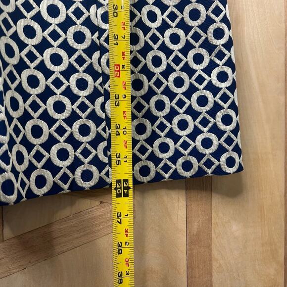 Lauren Ralph Lauren Sz 4 Sleeveless Printed Knee Length Dress Navy Gold Metalic - Picture 13 of 13